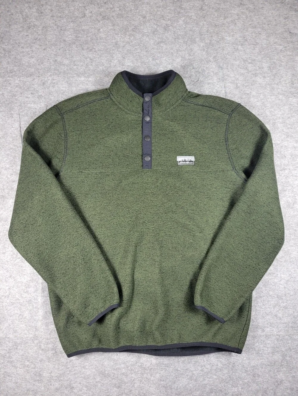 Eddie Bauer Knit Fleece Green Outdoor Quarter Zip Sweater w/ Pocket Men Size Med